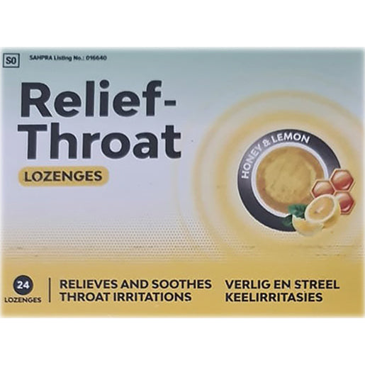 RELIEF THROAT LOZENGES HONEY & LEMON 24